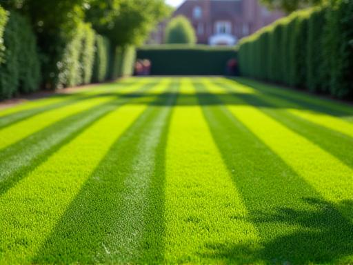 Perfectly striped lawn after mowing
