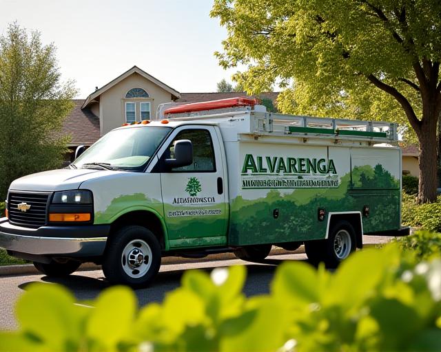 Alvarenga Landscaping team truck and equipment ready for service